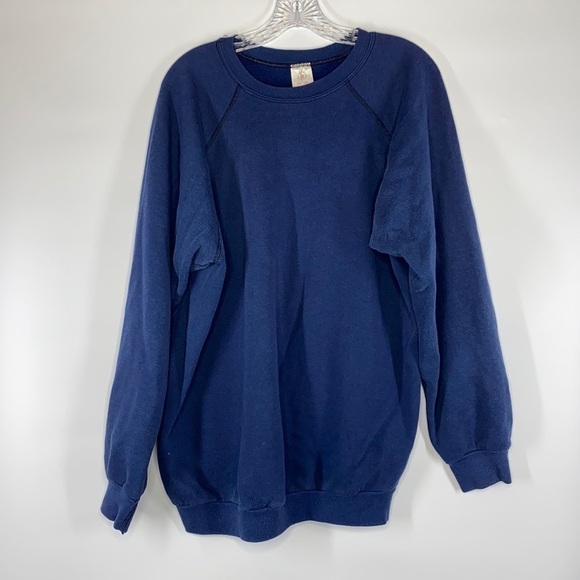Tultex Other - Tultex Vintage Navy Blue Raglan Sleeve Crew Neck Sweatshirt XXLT